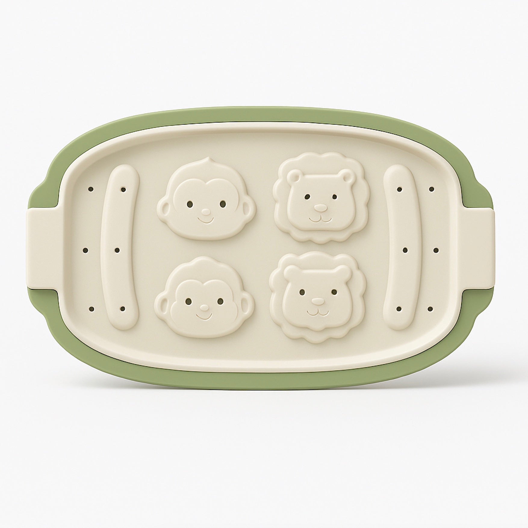 Loomie Jungle Pals Steamer Tray with colorful jungle animal design, perfect for steaming vegetables and meals.